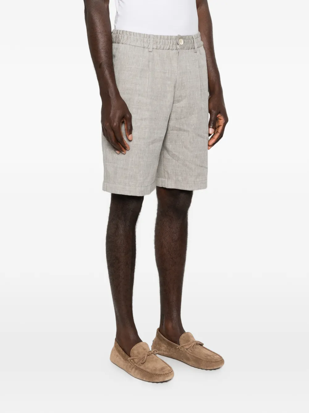 Brunello Cucinelli Shorts met visgraatpatroon en plooien Grijs