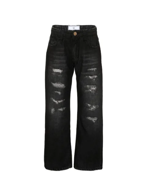 Philipp Plein Junior logo-detail distressed-effect jeans