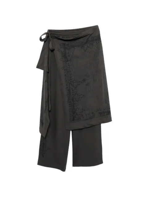 Hyein Seo wrap-panel distressed-print trousers