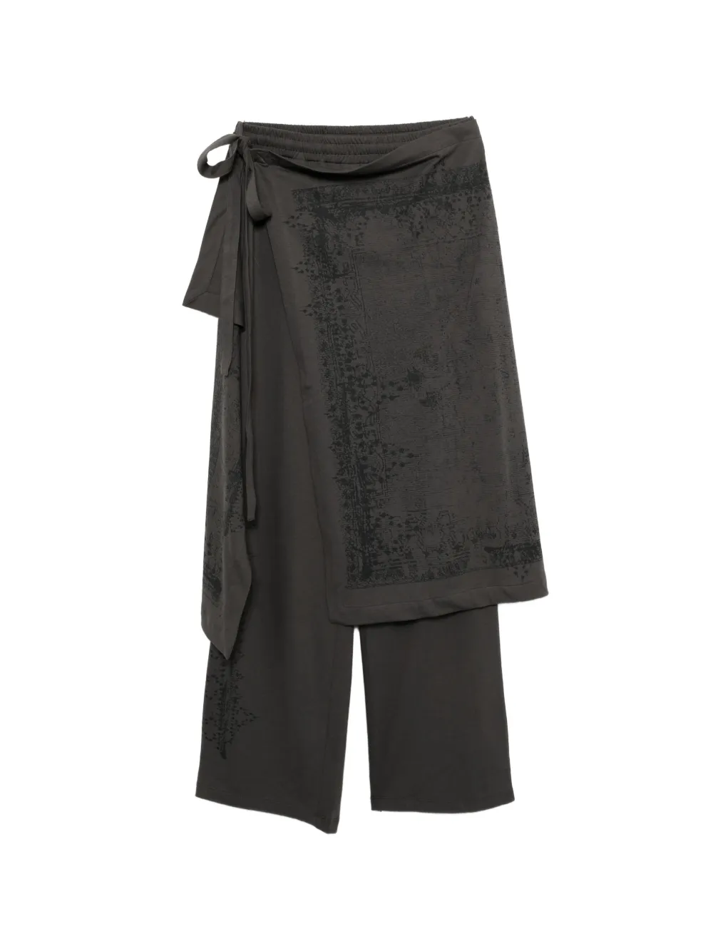 Hyein Seo wrap-panel distressed-print trousers - Grigio