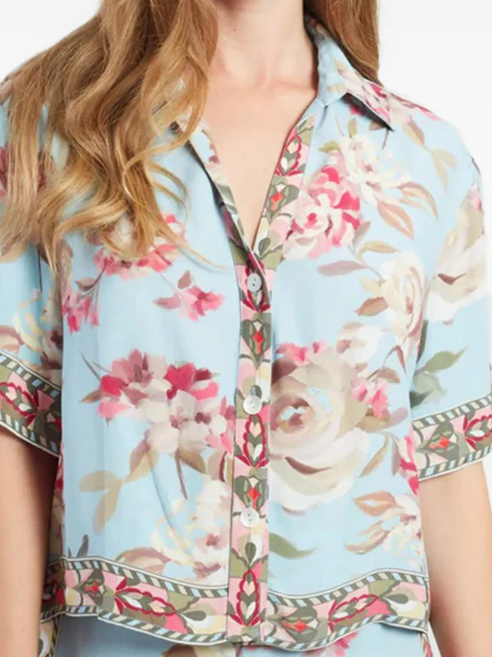 Derhy Angele blouse met bloemenprint en knopen Blauw