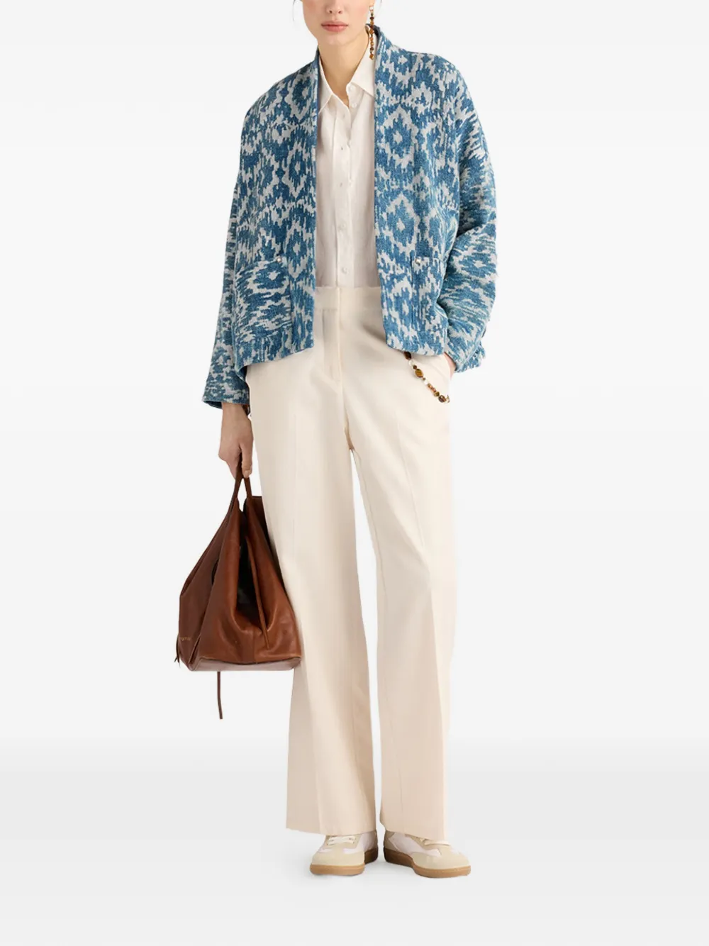  Momoni Ara Printed Tassel-detail Jacket - Blue 