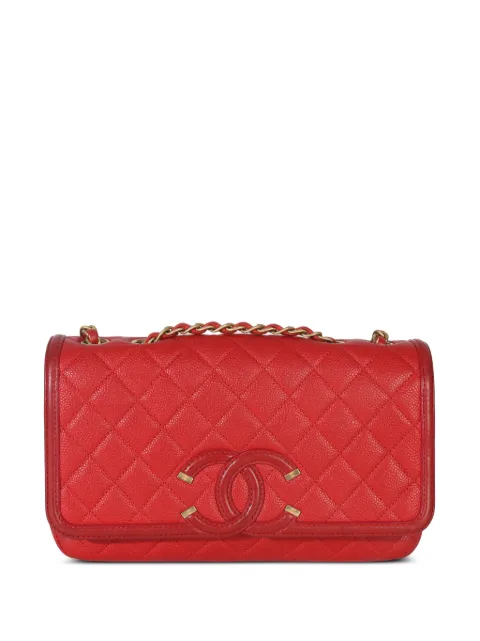 CHANEL Pre-Owned 2018-2019 small Filigree Flap  quilted caviar shoulder bag