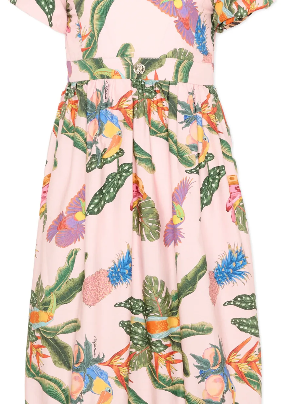 Roberto Cavalli Junior Jurk met Tropical-print Roze