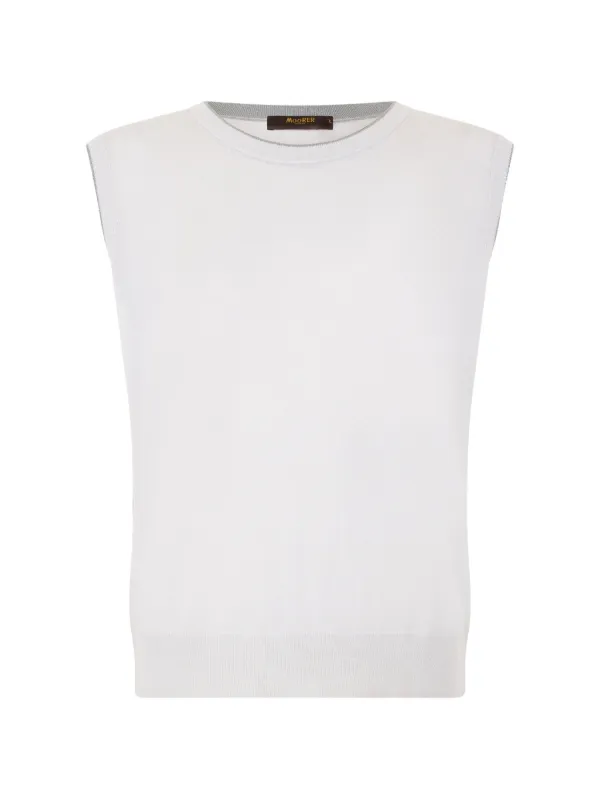 Moorer Sleeveless Vest in White