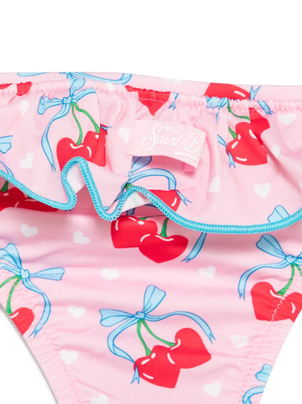 MC2 Saint Barth Kids Bikinislip met ruches en kersenprint Roze