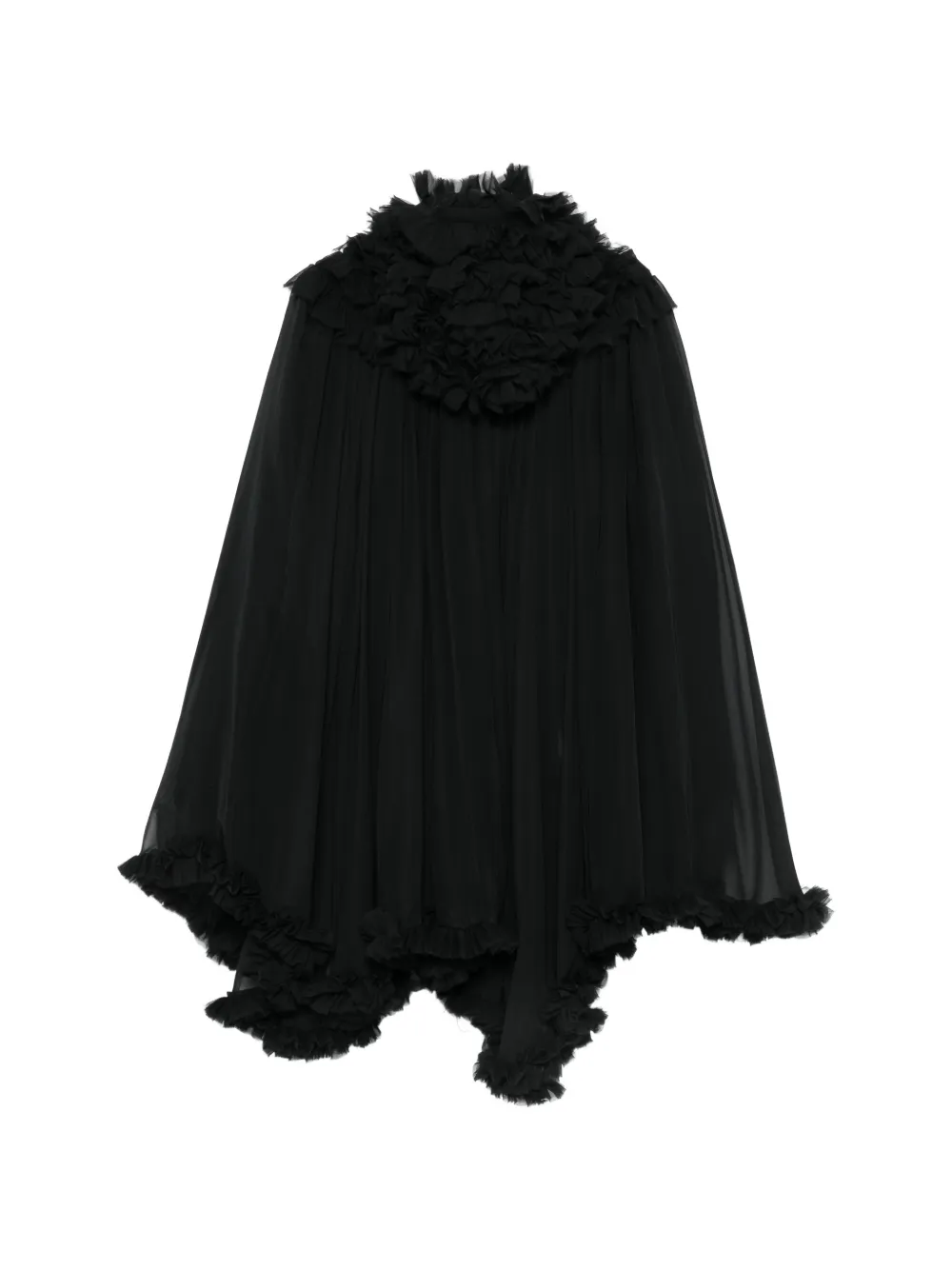 Noir Kei Ninomiya Asymmetrische cape met ruches Zwart