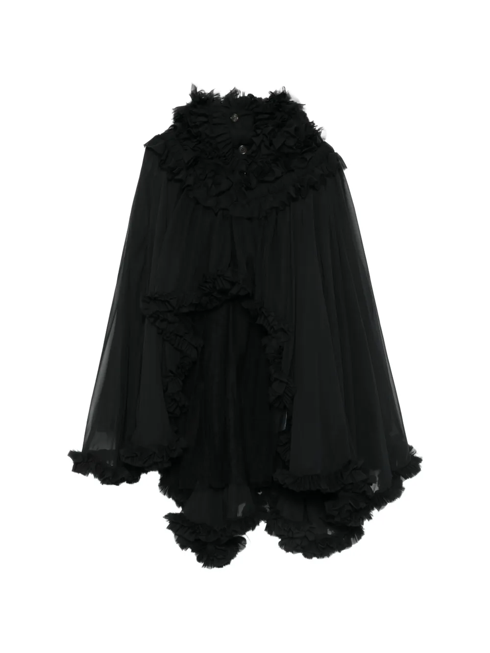 Noir Kei Ninomiya ruffled asymmetric cape - Schwarz
