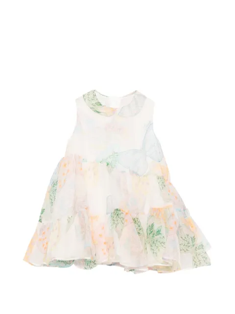 Fendi Kids ruffled butterfly-print dress