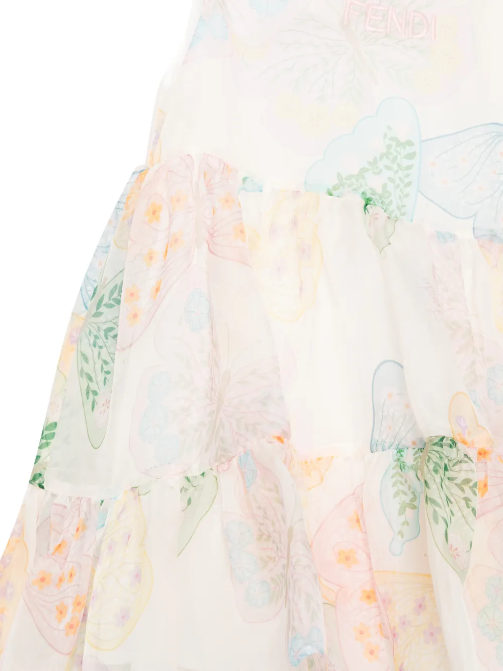 Fendi Kids Jurk met ruches Wit