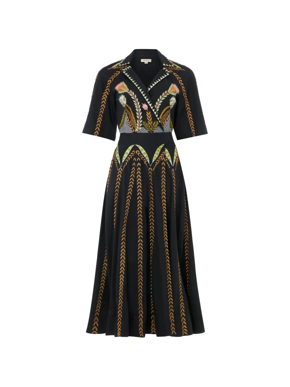 Temperley London Juniper floral-embroidered wrap dress - Nero