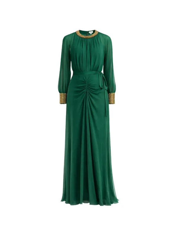 temperley green dress London Tahira Beaded Gownmaxi | wedding guest formal dress