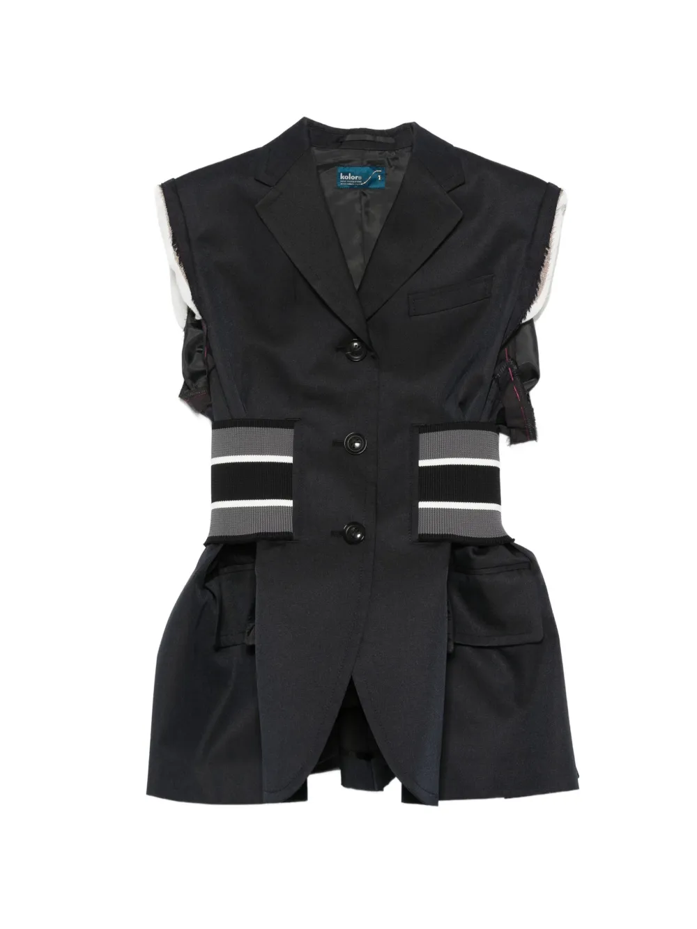 Kolor frayed-edge ribbed-waist gilet - Blue