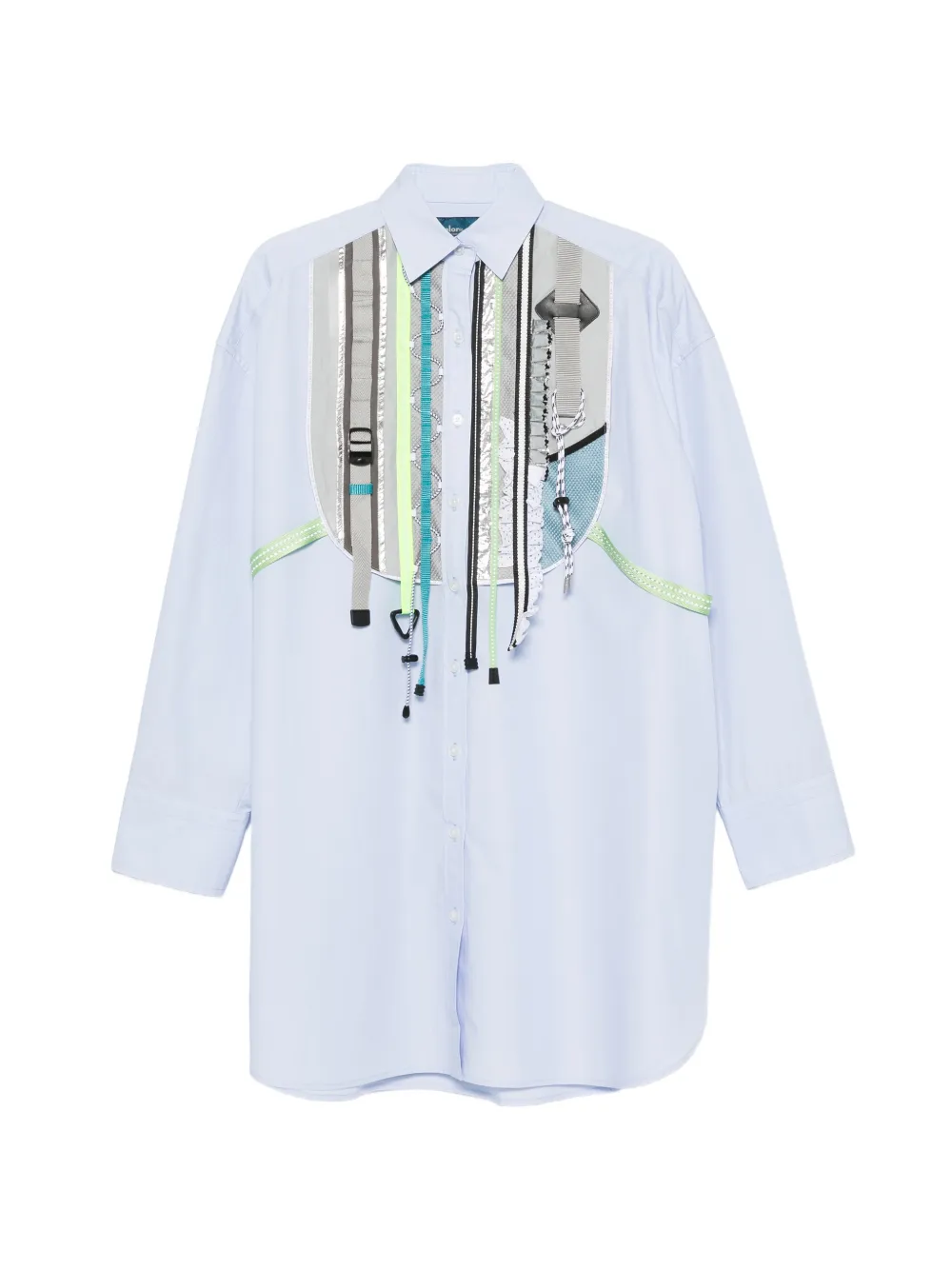 Kolor panelled mixed-media shirt - Blau