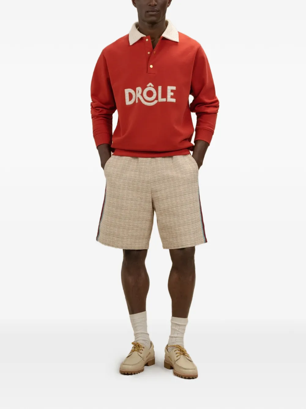 Drôle De Monsieur Poloshirt met kraag Rood