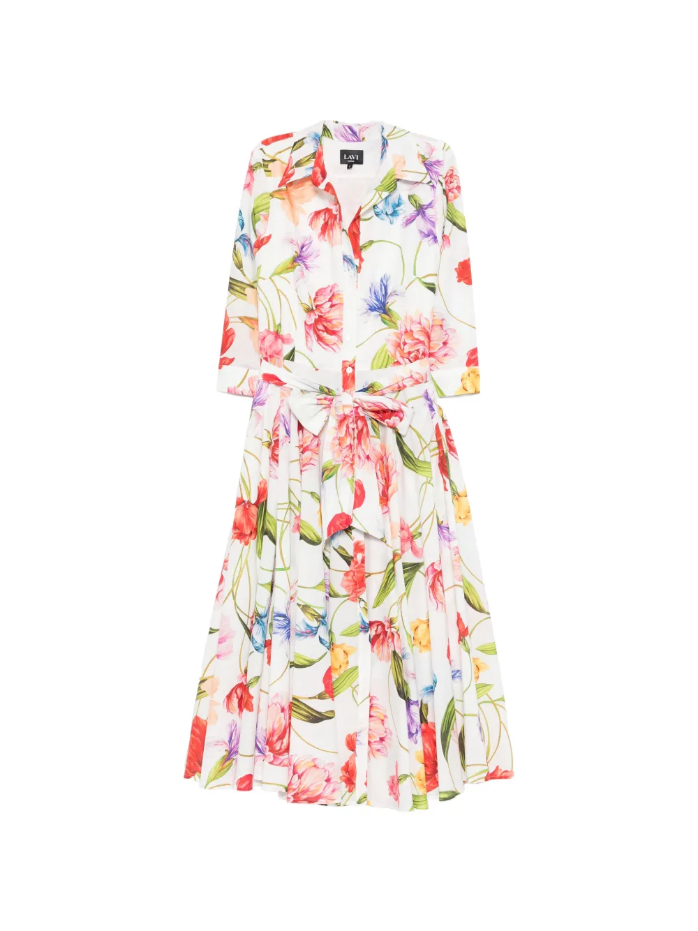 LAVI COUTURE Ninni floral-print tied-waist midi dress - White