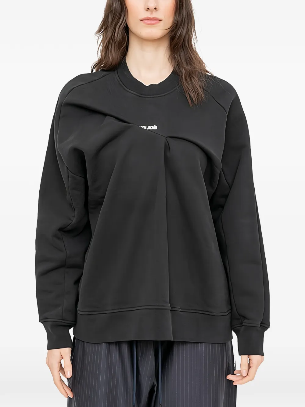 FAÇON JACMIN Solar pleated logo-print sweatshirt - Schwarz