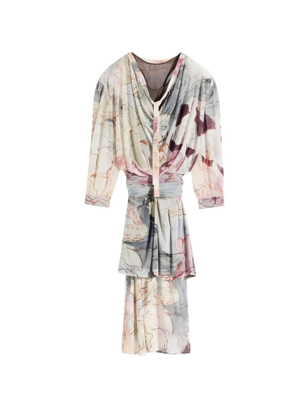 LEMAIRE draped floral print dress - Toni neutri