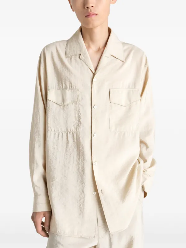 トップス LEMAIRE CAMP COLLAR SHIRT S ECRU LEMAIRE Convertible Collar Shirt | Neutrals | FARFETCH SG