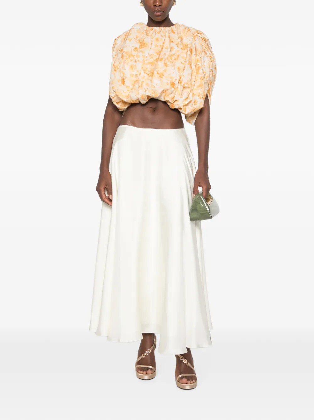 Magda Butrym Blouse met pofmouwen en bloemenprint Geel