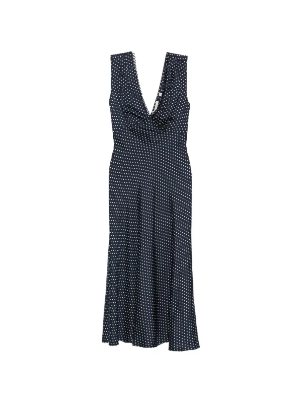 Dôen Tahlia Polka-dot Midi Dress in Blue