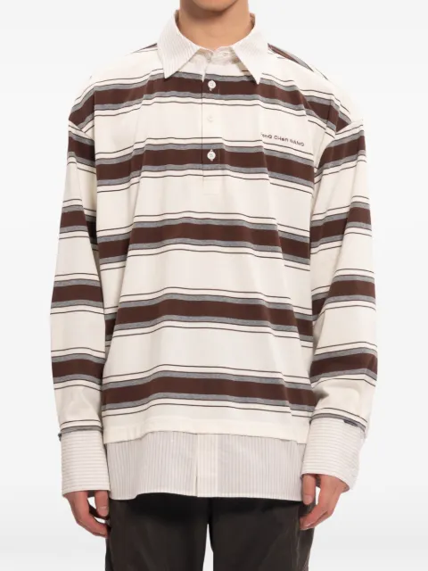 Feng Chen Wang striped layered-detail polo shirt