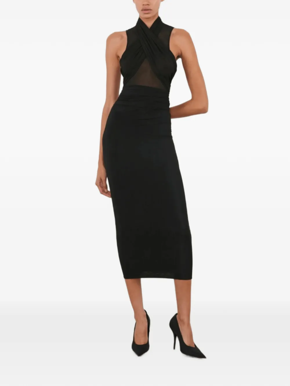 WARDROBE.NYC Midi-rok met ruches Zwart