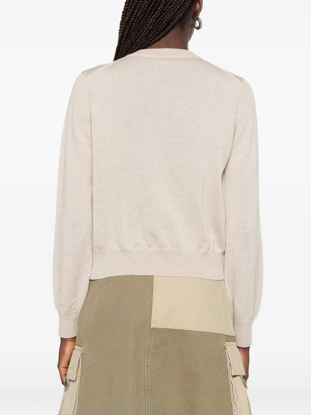 Maison Kitsuné Vest met vossenpatch en knopen Beige