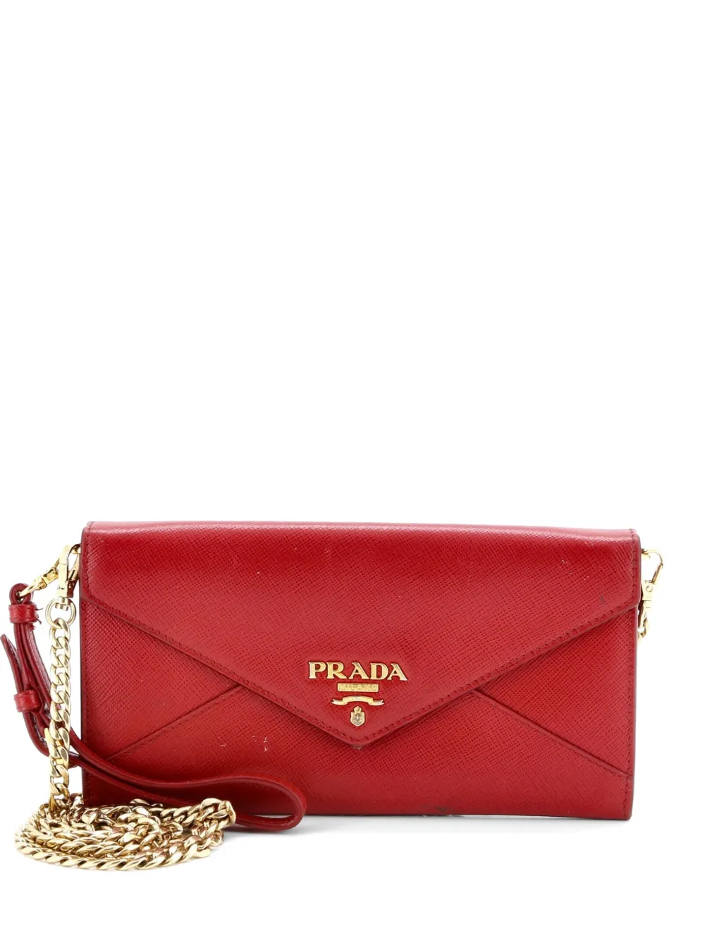 Prada Pre-Owned Envelope Wallet on Chain Saffiano Leather crossbody bag - Rosso
