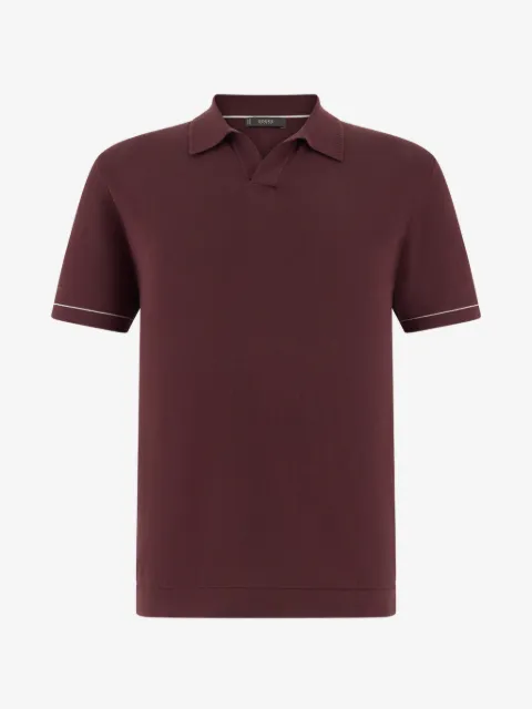 Boggi Milano contrasting crepe knit polo shirt