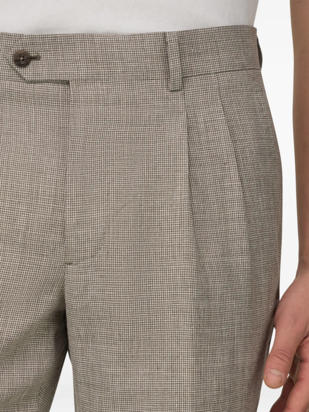 Boggi Milano Pak met micropatroon en dubbele plooi Beige