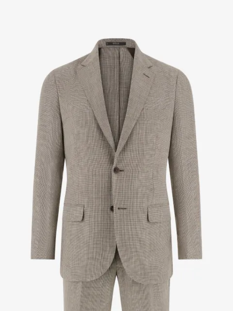 Boggi Milano micro patterned suit in linen and wool