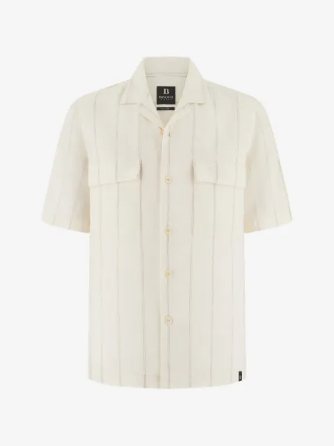 Boggi Milano regular fit pinstripe linen shirt