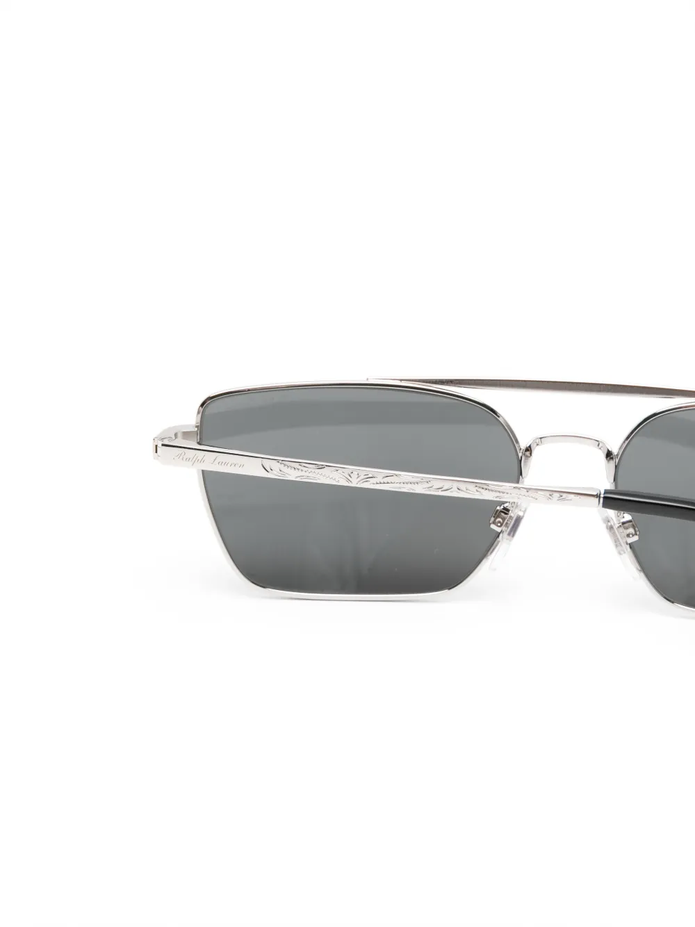 POLO RALPH LAUREN EYEWEAR Western zonnebril met rechthoekig montuur en gegraveerd detail Zilver