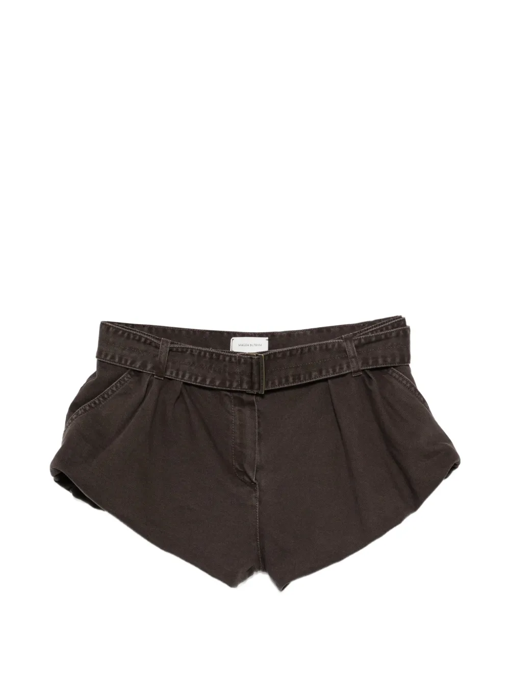 Magda Butrym belted pleated shorts - Marrone