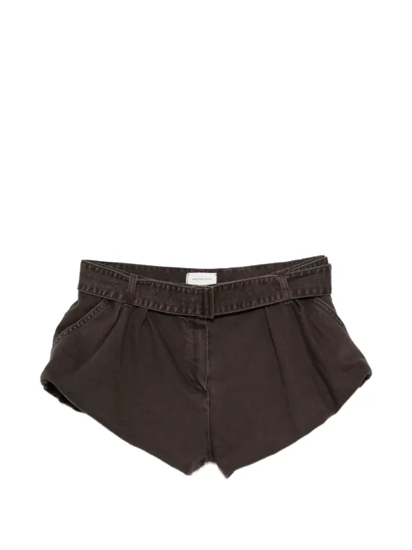 Magda Butrym Belted Pleated Shorts in Brown