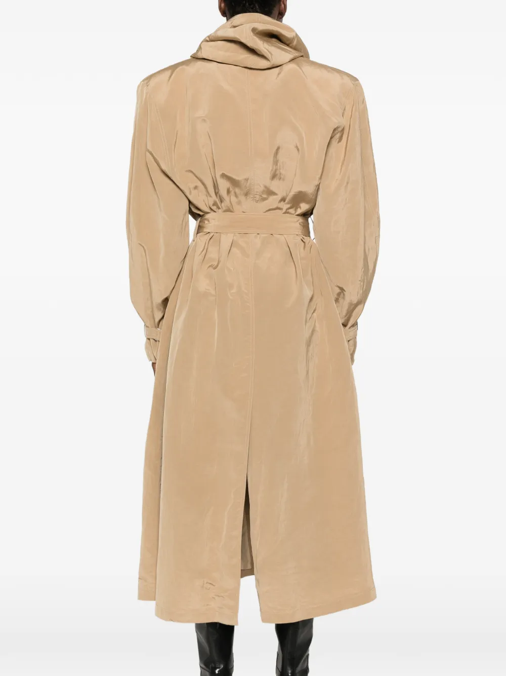 Magda Butrym Viscose en linnen trenchcoat met gedrapeerde kraag Beige