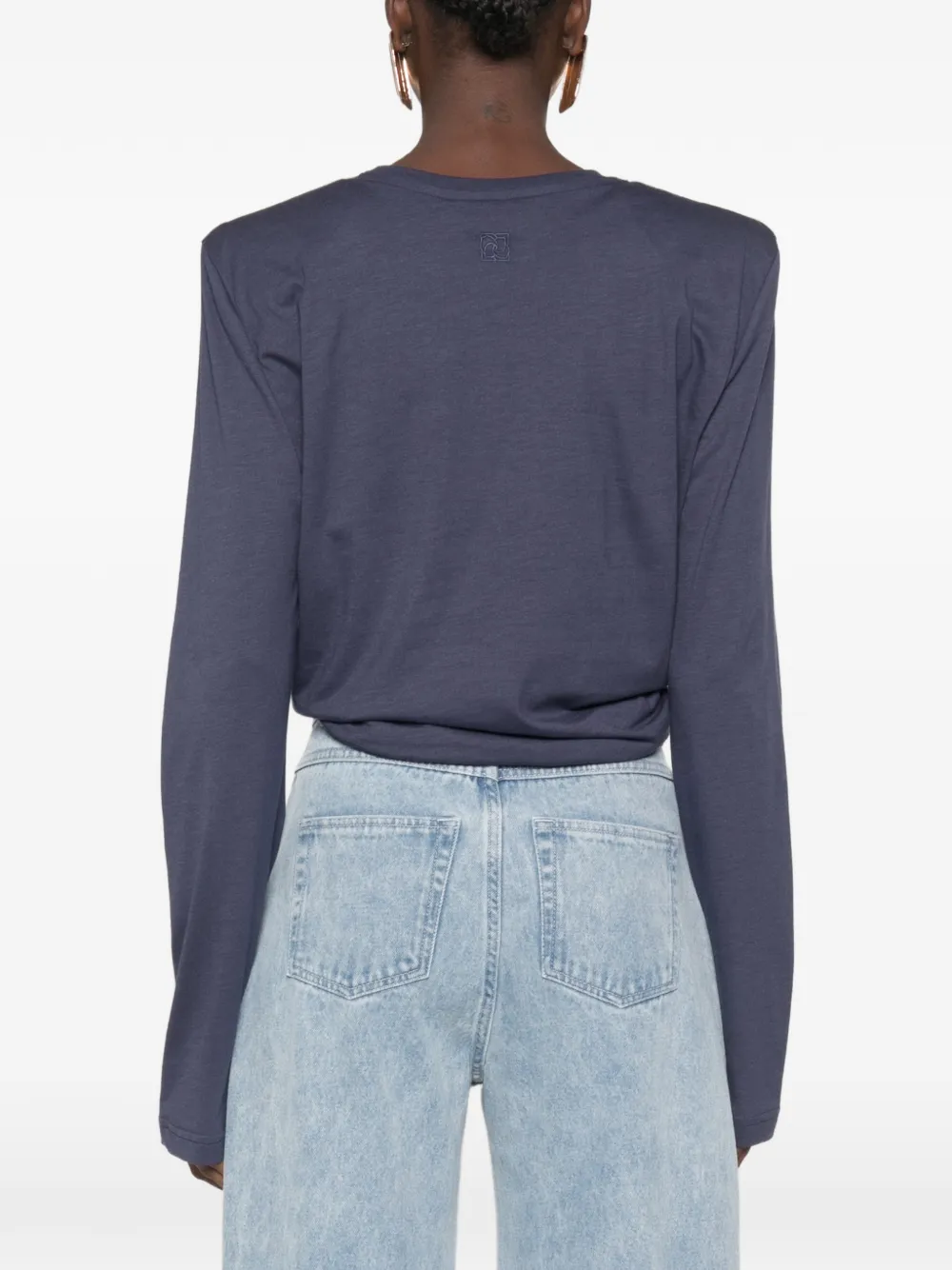 Magda Butrym Jersey blouse met lange mouwen en geknoopt detail Blauw