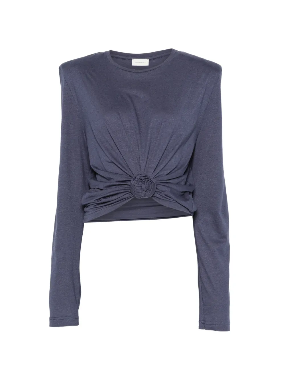 Magda Butrym padded-shoulder knotted T-shirt - Blu