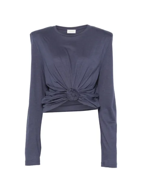 Magda Butrym padded-shoulder knotted T-shirt