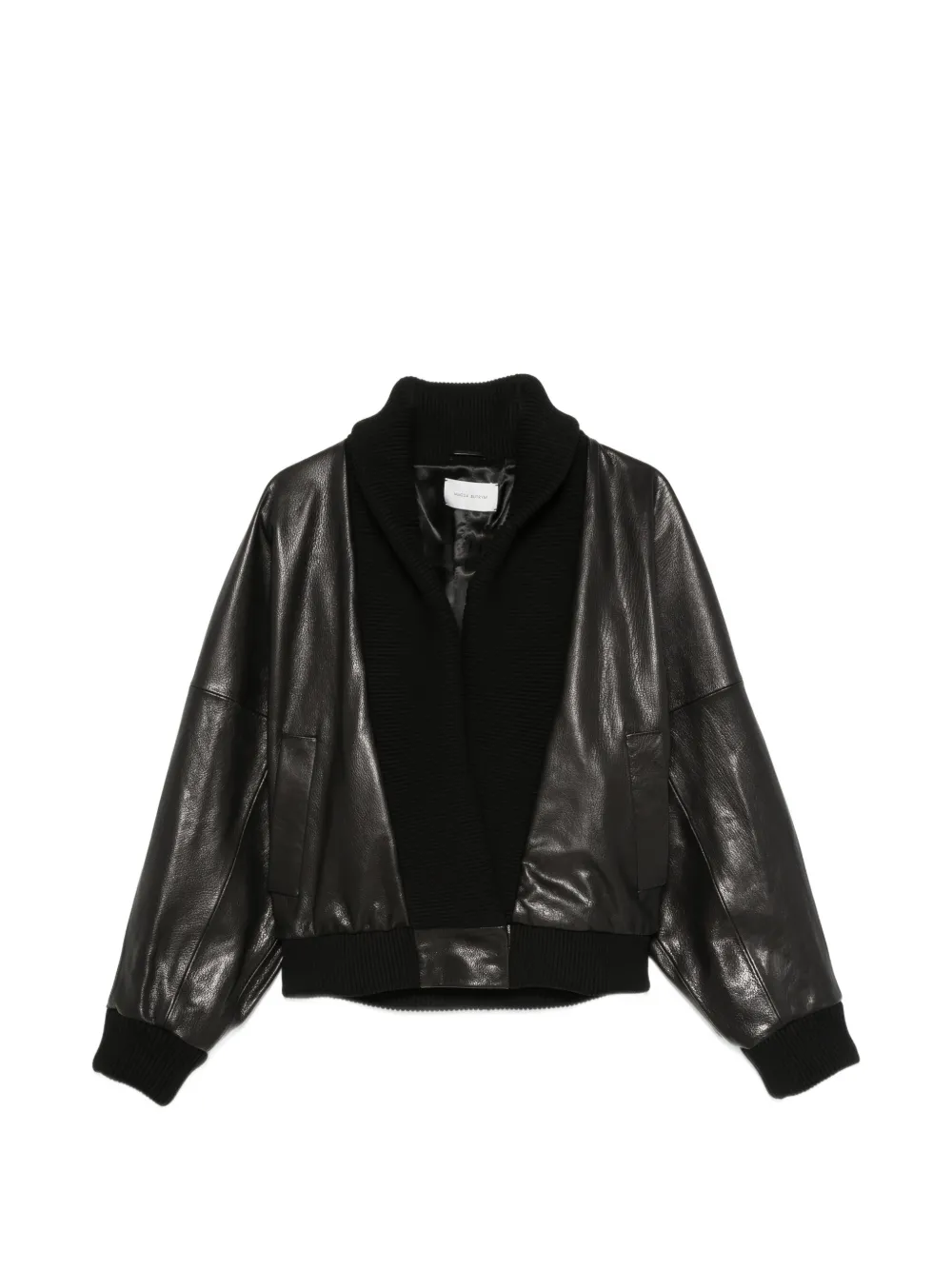 Magda Butrym ribbed-knit leather jacket - Nero