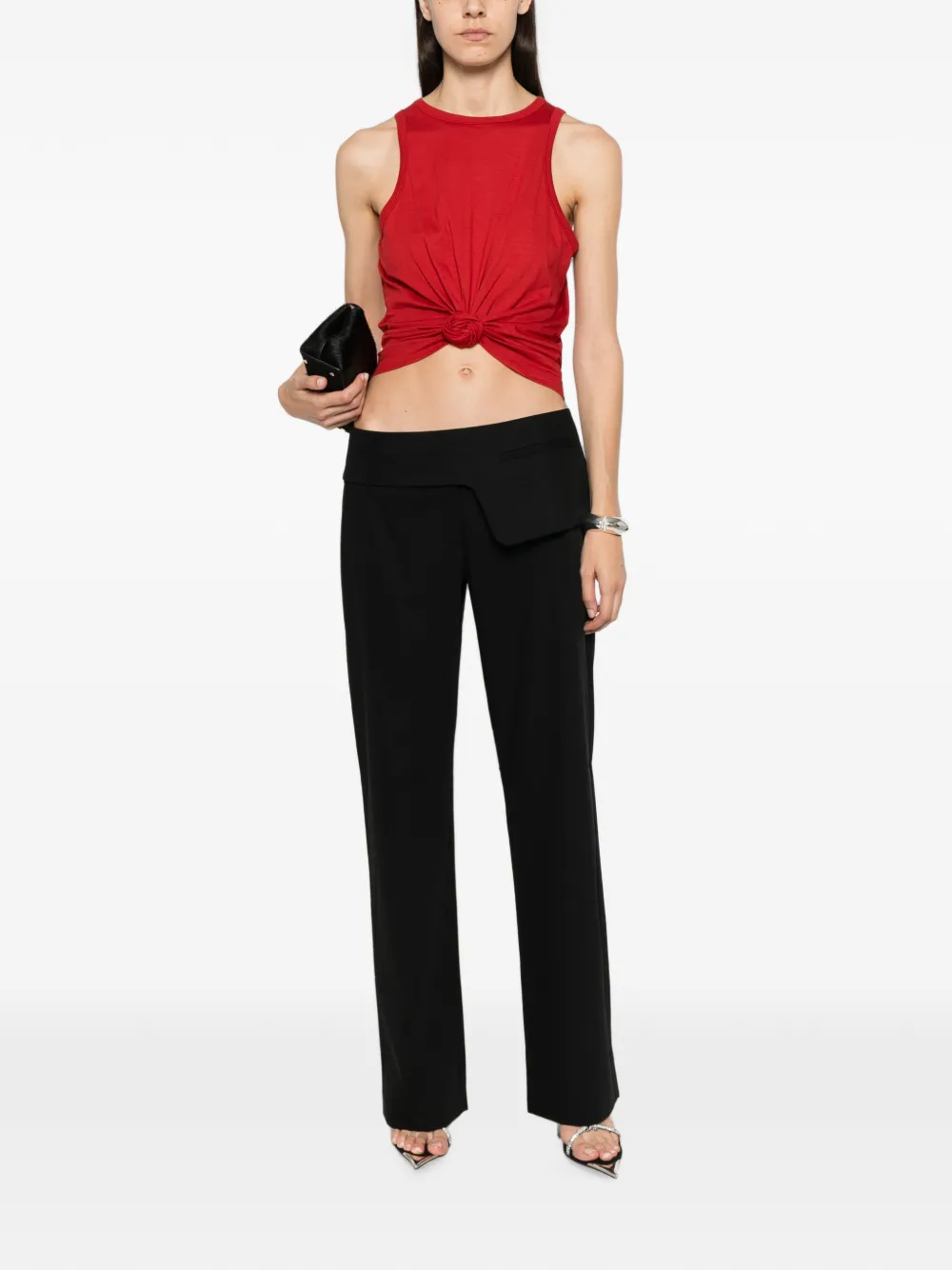 Magda Butrym Geribbelde tanktop met geknoopt detail Rood