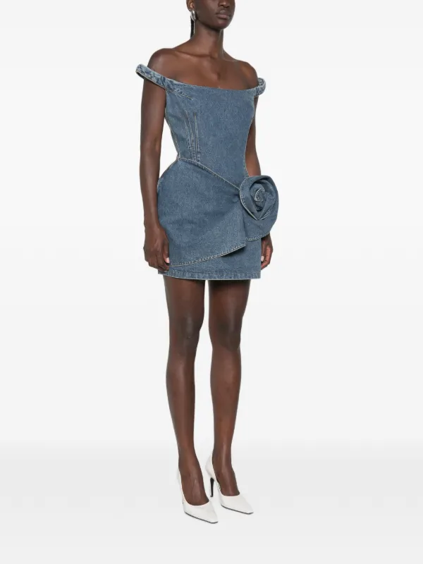 magda butrym blue dress floral-detail off-the-shoulder Mini | blend and has a gameday 1989 Prom -- a US Size:XXL - US 12