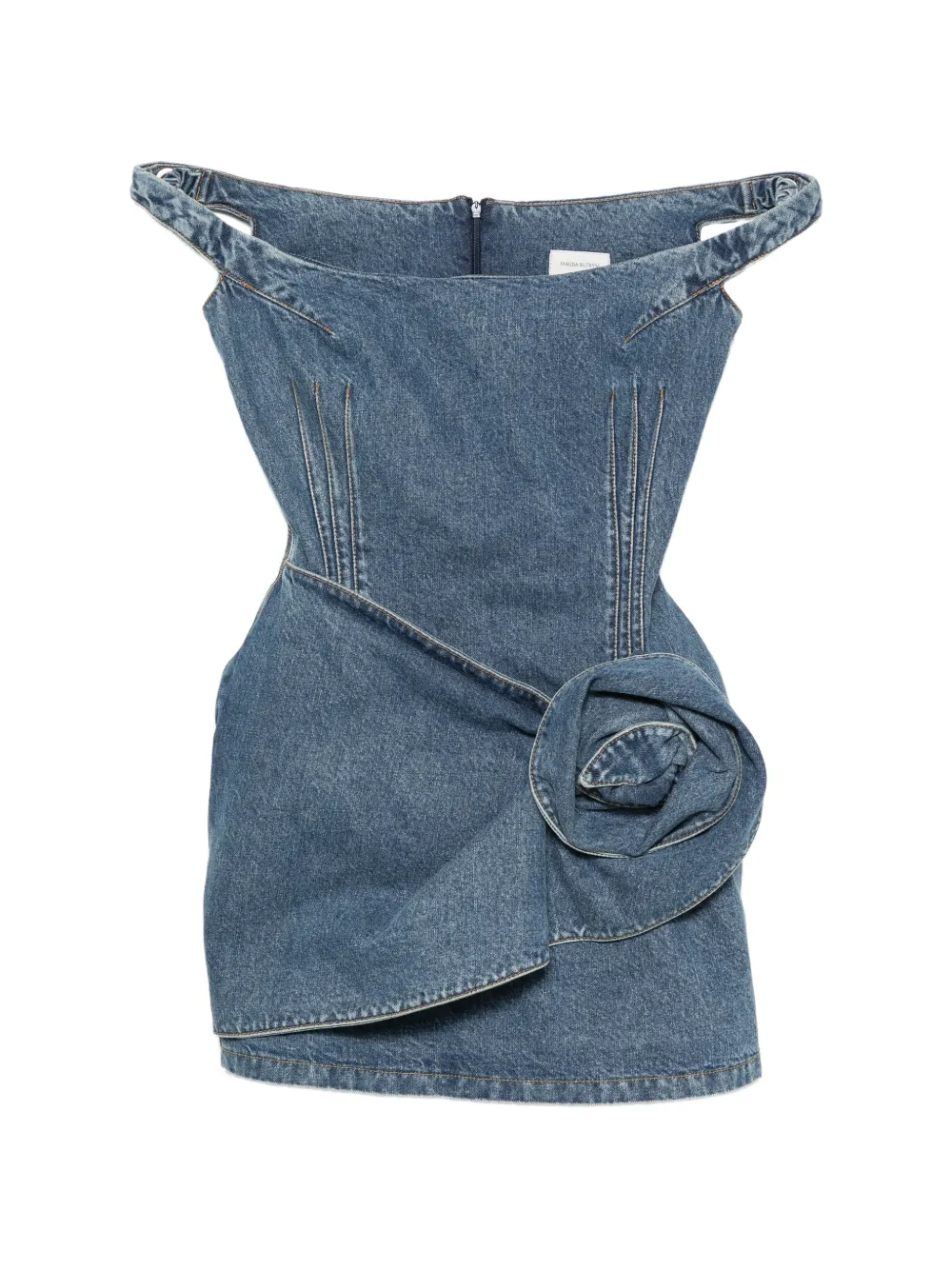 Magda Butrym floral-detail off-the-shoulder mini dress - Blau