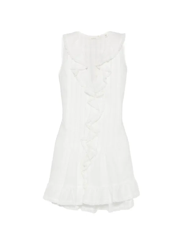 Dôen Henrietta Ruffled Sleeveless Midi Dress in White
