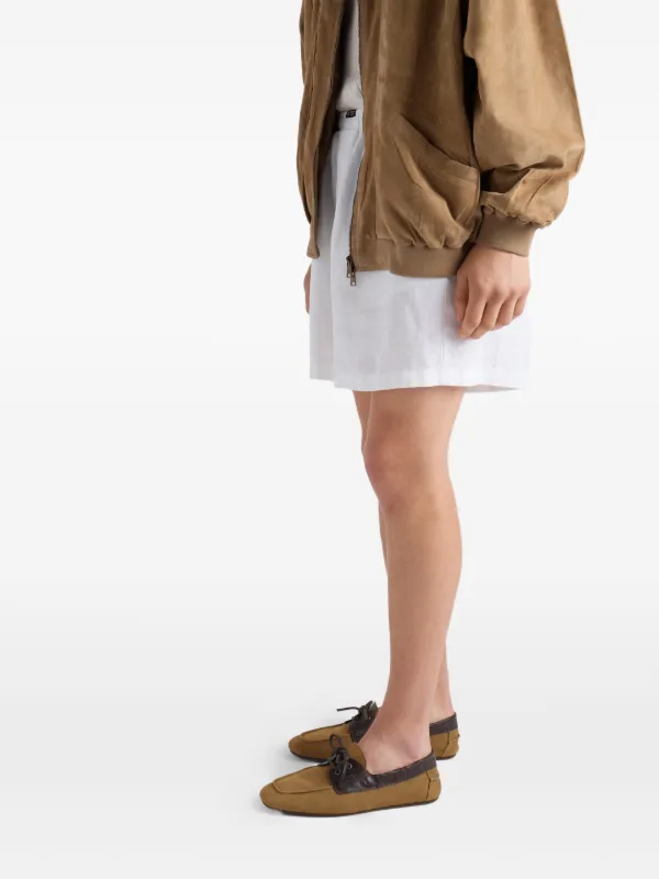 Prada Shuffle Aged Canvas And Leather Boat Shoes | Neutrals | FARFETCH
