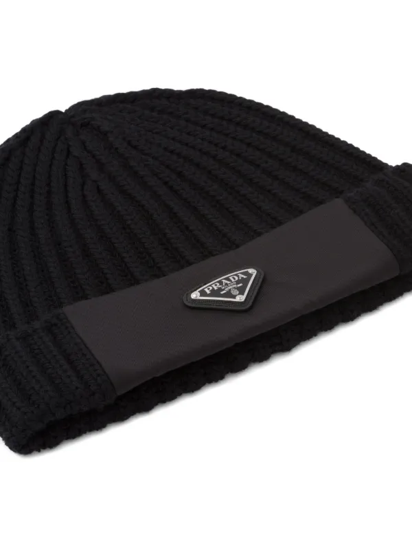 Prada Wool And Re-Nylon Beanie | Black | FARFETCH ZA