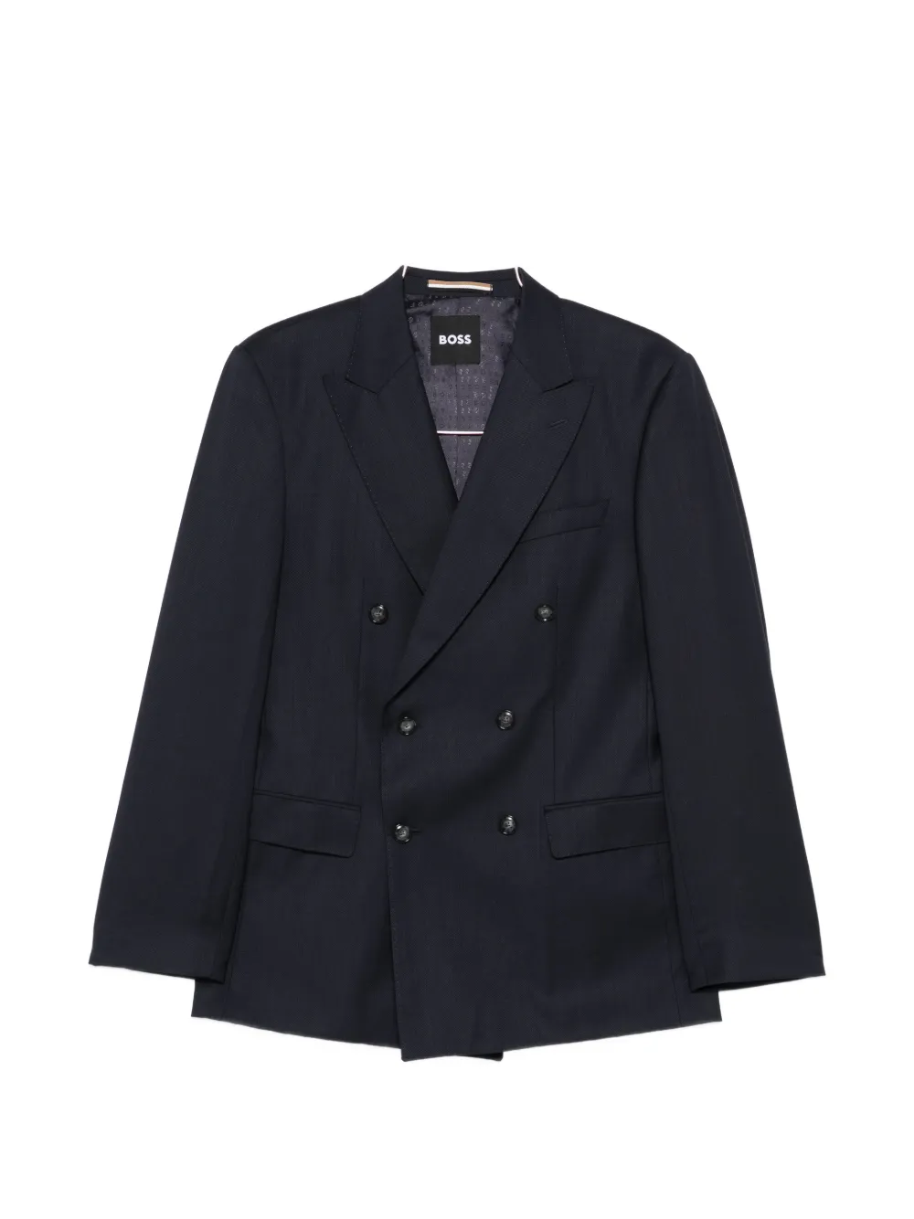 Hugo Boss Double-breasted Virgin Wool Suit In Black