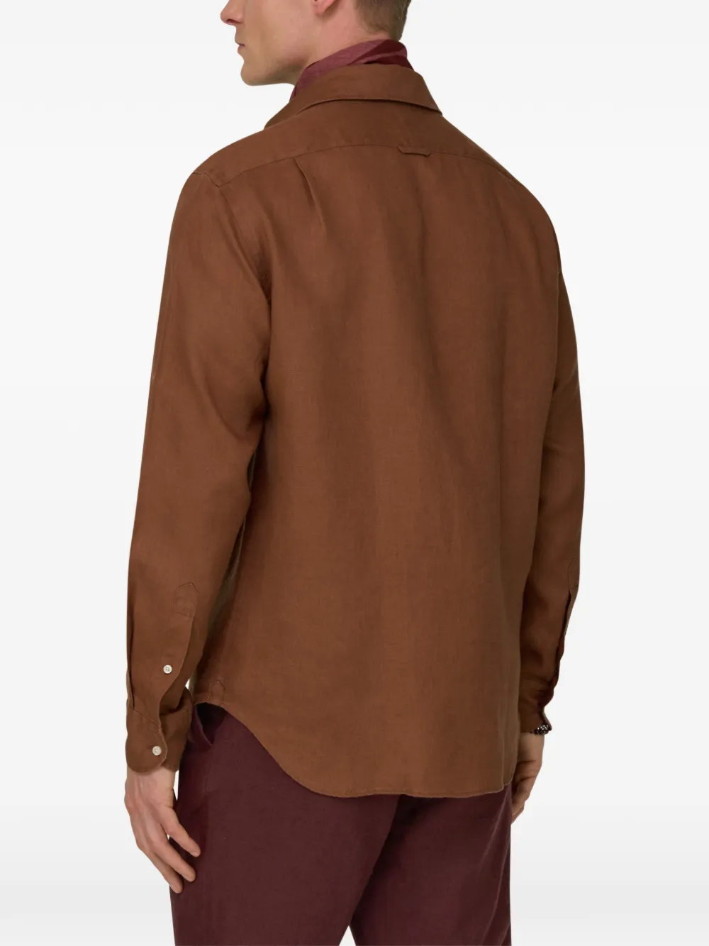 Boggi Milano Regular-fit linnen overhemd Bruin