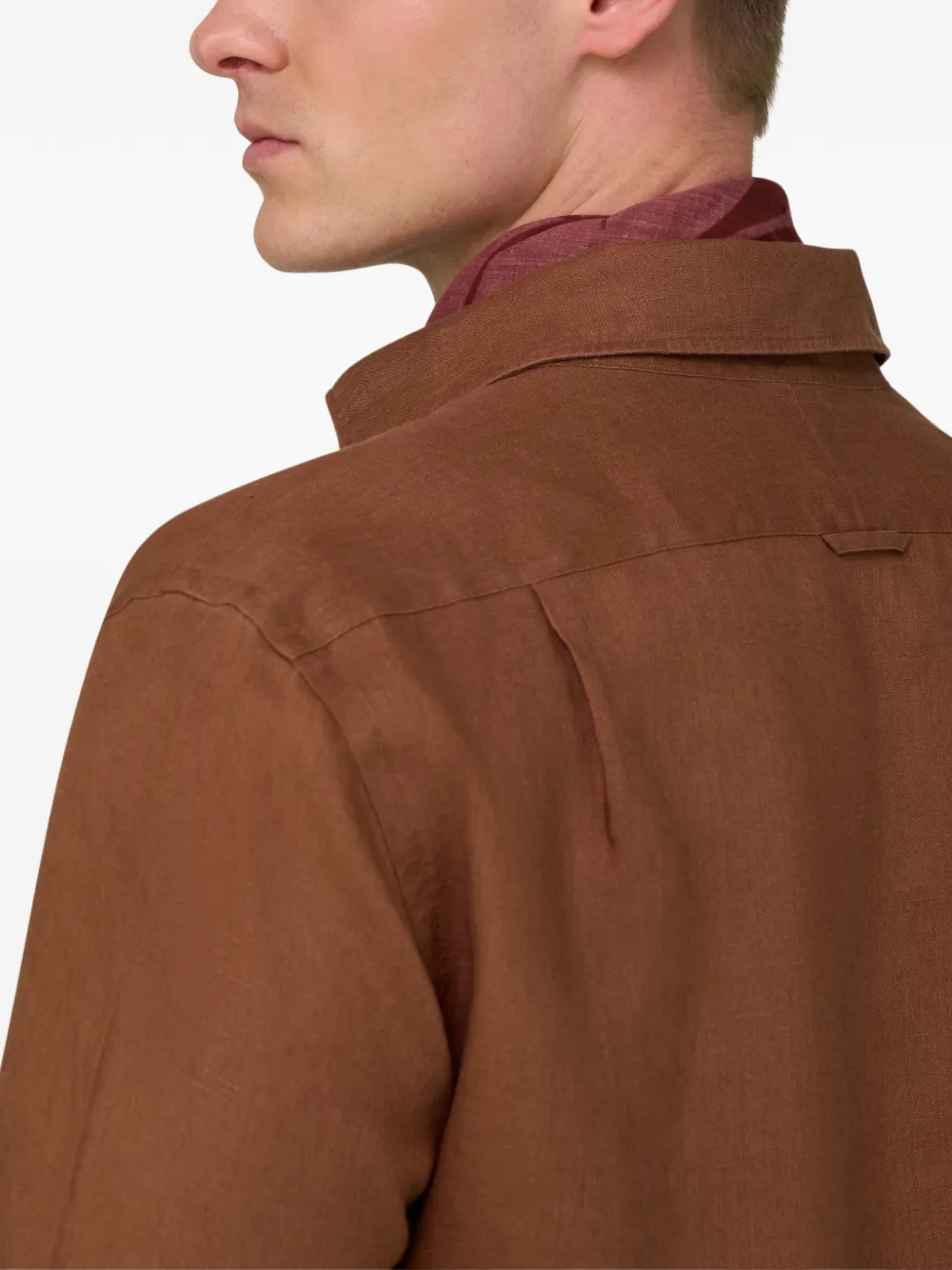 Boggi Milano Regular-fit linnen overhemd Bruin